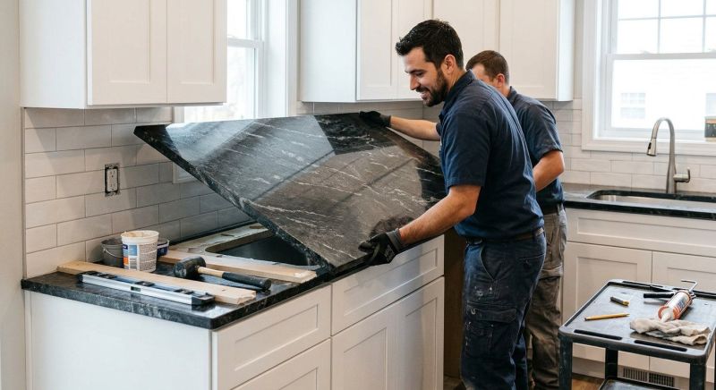 Granite Slab Installation in Lake County, IL